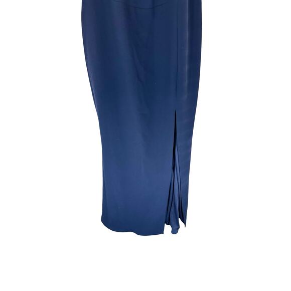 BHLDN Navy Blue Ashlynn Wedding Guest Side Slit Crepe Formal Maxi Gown Dress - Picture 5 of 11